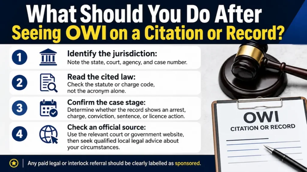 infographic: What Should You Do After Seeing OWI on a Citation or Record